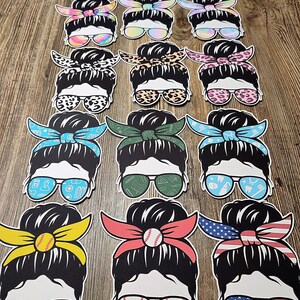 Messy Bun Girl/Glasses: Buffalo Plaid, Dentist, Leopard, Tie Dye Silicone Mold, Aroma Bead Molds, Car Freshie Mold, Premium Cardstock Images image 2