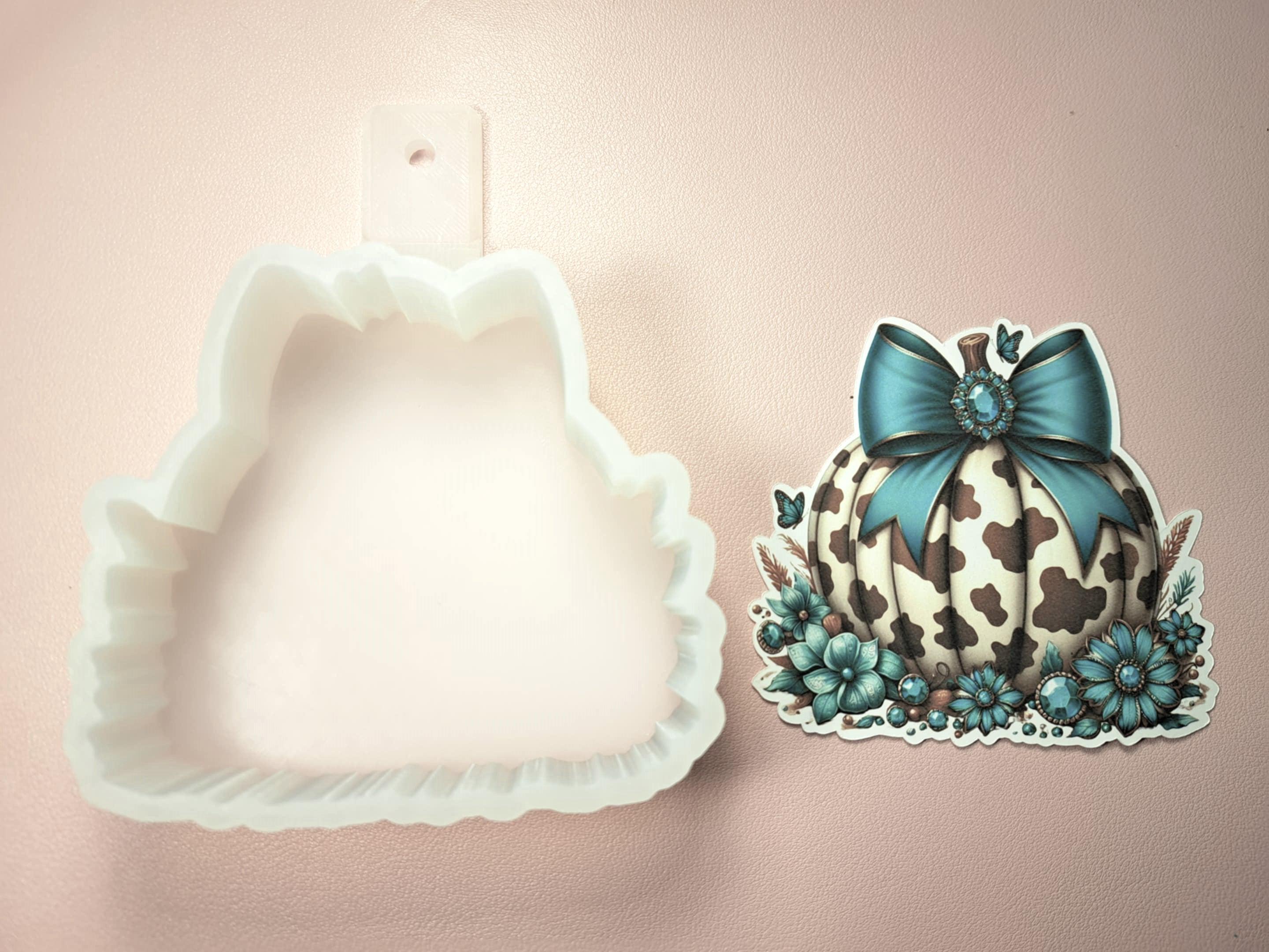 Turquoise & Cow Print Pumpkin Cardstock Silicone Mold, Aroma Bead Molds ...