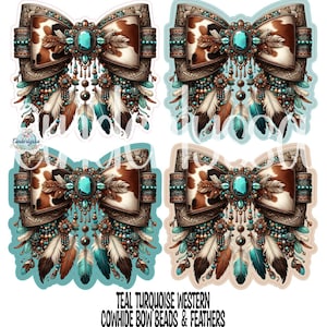 Teal Turquoise Western Cowhide Bow Beads & Feathers Cardstock Silicone Mold, Aroma Bead Molds, Premium Cardstock Images