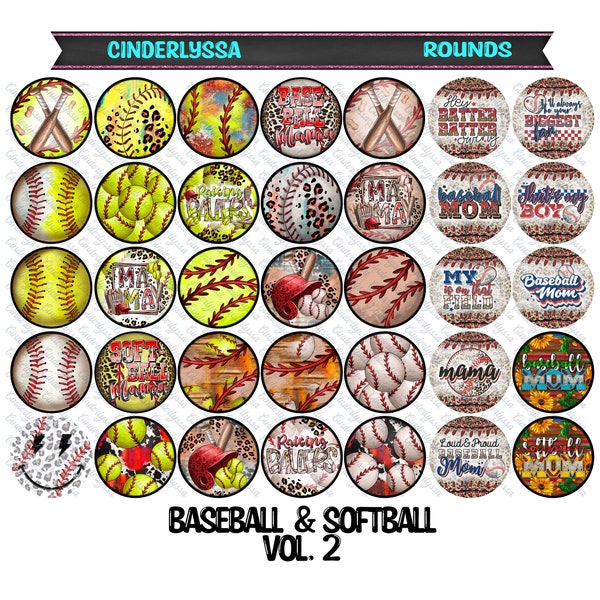 2.5 inch Round Baseball/Softball Vol. 2 Cardstock Only for freshies: Silicone Mold,  Car Freshener, Premium Cardstock Images-NO MOLD