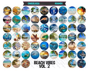 3 inch Round Beach Vibes Vol. 2 Cardstock Only for freshies -NO MOLD: for Aroma Bead Cardstock Silicone Molds, Premium Cardstock Image
