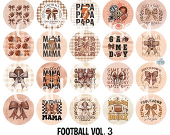 3 inch Round Football Vol. 3 Cardstock Only for freshies: for Aroma Bead Molds, Premium Cardstock Images