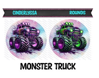 2.5 inch Round Monster Truck Cardstock Only for freshies:  Aroma Bead Molds, Premium Cardstock Images-NO MOLD