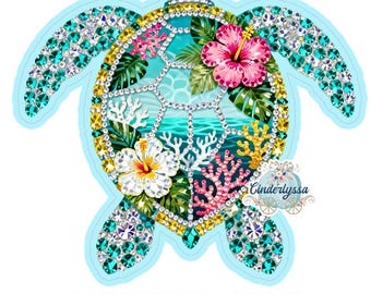 Rhinestone Floral Sea Turtle Cardstock Silicone Mold, Aroma Bead Molds, Premium Cardstock Images