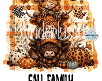 Fall Family Highland Cows Cardstock Silicone Mold, Aroma Bead Molds, Premium Cardstock Images