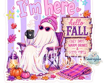 Hello Fall Ghost Mentally I'm Here Cardstock Silicone Mold, Aroma Bead Molds, Premium Cardstock Images