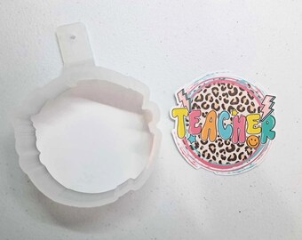 Teacher With Leopard Print Cardstock Silicone Mold, Aroma Bead Molds, Car Freshener Mold