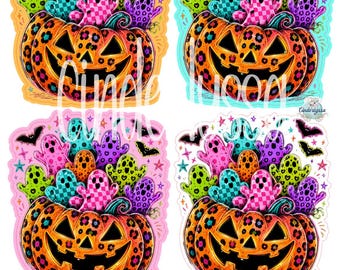 Neon Halloween Pumpkin and Ghosts Cardstock Silicone Mold, Aroma Bead Molds, Car Freshies, Premium Cardstock Images