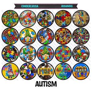 2.5 inch Round Autism Cardstock Only for freshies: Silicone Mold, for Aroma Bead Molds, Car Freshener, Premium Cardstock Images-NO MOLD