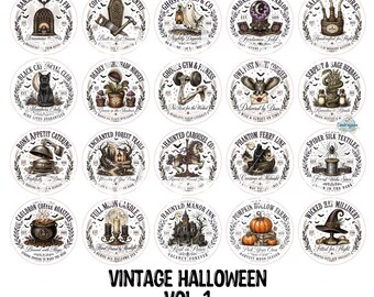3 inch Round Vintage Halloween Vol. 1 Cardstock Only for freshies -NO MOLD for Aroma Bead Molds, Premium Cardstock Images