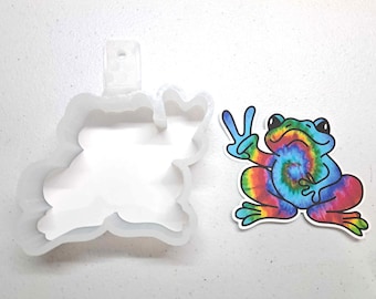 Tie Dye Frog: Hippie Cardstock Silicone Mold, Aroma Bead Molds, Car Freshener Mold, Premium Cardstock Images