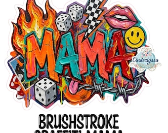Brushstroke Graffiti Mama Cardstock Silicone Mold, Aroma Bead Molds, Premium Cardstock Images