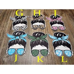 Messy Bun Girl/Glasses: Buffalo Plaid, Dentist, Leopard, Tie Dye Silicone Mold, Aroma Bead Molds, Car Freshie Mold, Premium Cardstock Images image 4