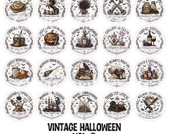 3.5 inch Round Vintage Halloween Vol. 2 for Cardstock Silicone Mold, NO MOLD INCLUDED for Aroma Bead Molds, Premium Cardstock Images