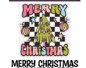 Merry Christmas Checkered Tree for Cardstock Silicone Mold, Aroma Bead Molds, Premium Cardstock Images