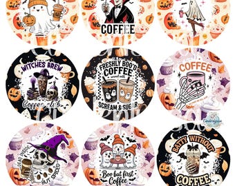 2 inch Round Coffee Halloween Cardstock Only for freshies Cardstock Silicone Mold, Premium Cardstock Images - NO MOLD