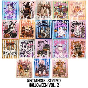 3x3.5 inch Rectangle: Striped Halloween Vol. 2 Theme With .25 inch Curved Edge Cardstock/Picture With Curved Edge Cardstock Silicone Mold, A