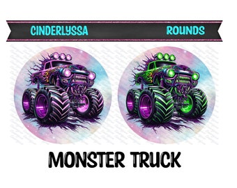 3 inch Round Monster Truck Cardstock Only for freshies -NO MOLD:  Aroma Bead Molds, Premium Cardstock Image