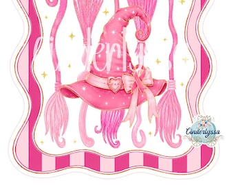 Preppy Pink Witch Hat Breast Cancer Awareness Cardstock Silicone Mold, Aroma Bead Molds, Premium Cardstock Images