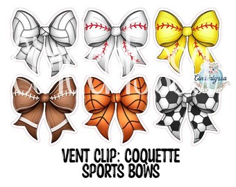 VENT CLIP: Coquette Sports Bows Two Cavity Small Vent Clip Size Cardstock Silicone Mold, Aroma Bead Molds, Premium Cardstock Images