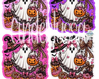 Trick or Treat Ghost with Donuts Cardstock Silicone Mold, Aroma Bead Molds, Premium Cardstock Images