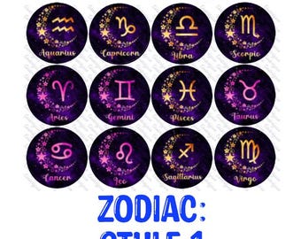 3 inch Round Zodiac Style 1 & 2 Cardstock for freshies: Cardstock Silicone Mold, for Aroma Bead Molds, Premium Cardstock Images