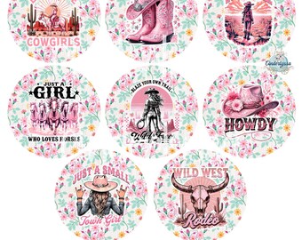 3.5 inch Round Western Pink Cowgirl for Cardstock Silicone Mold, NO MOLD INCLUDED for Aroma Bead Molds, Premium Cardstock Images