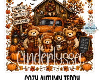 Cozy Autumn Teddy Bear Family Cardstock Silicone Mold, Aroma Bead Molds, Premium Cardstock Images