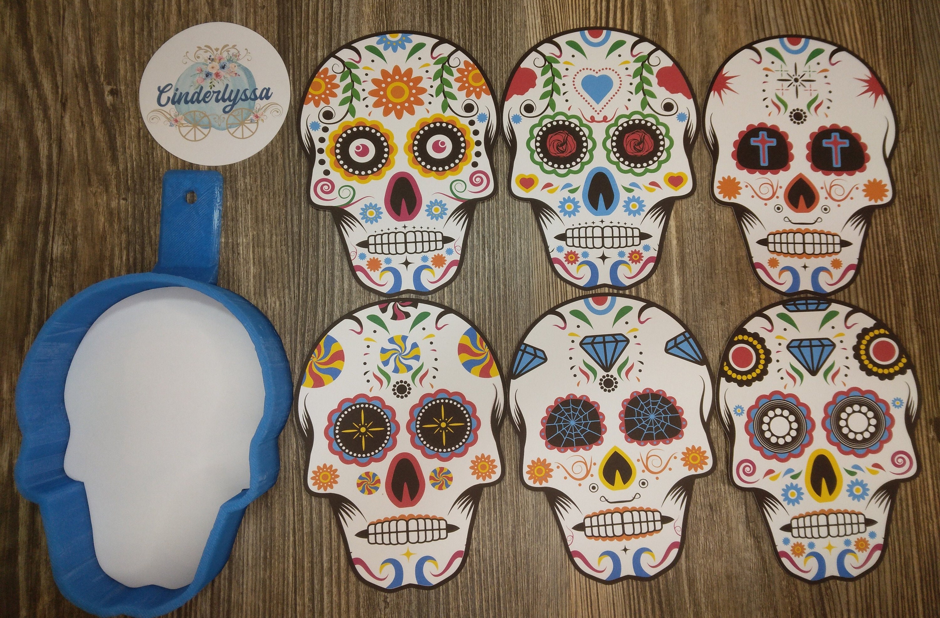 Silicone Mould Mold for Cake Decorating Cake Cupcake Toppers Icing Sugarcraft Tool by Fairie Blessings 3 Small Mexican Sugar Skull Day of The Dead/Skeleton / Gothic 