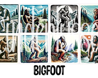 2.5 inch Square Bigfoot Retro Cardstock Only for freshies - NO MOLD: Cardstock Silicone Mold, for Aroma Bead Molds, Premium Cardstock Images