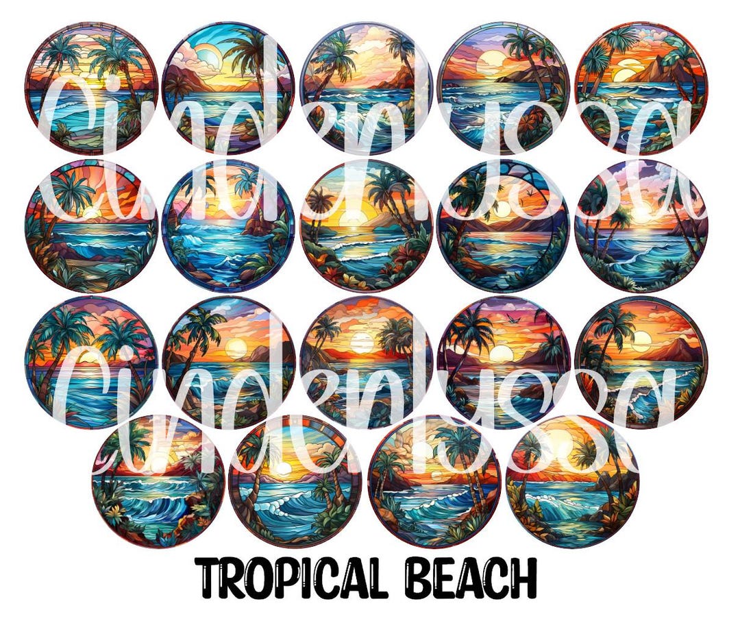 2.5 Inch Round Tropical Beach Cardstock Only for Freshies: Cardstock ...