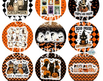 2.5 inch Round Halloween Cat Cardstock Only for freshies: Aroma Bead Molds, Premium Cardstock Images-NO MOLD