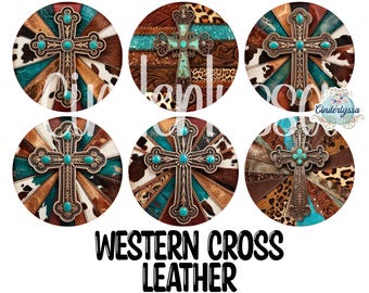 2.5 inch Round Western Cross Leather Cardstock Only for freshies: Cardstock Silicone Mold, Premium Cardstock Images - NO MOLD
