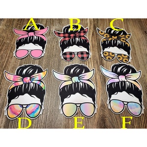 Messy Bun Girl/Glasses: Buffalo Plaid, Dentist, Leopard, Tie Dye Silicone Mold, Aroma Bead Molds, Car Freshie Mold, Premium Cardstock Images image 3