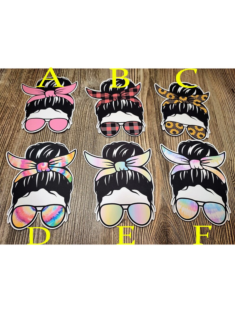 Messy Bun Girl/Glasses: Buffalo Plaid, Dentist, Leopard, Tie Dye Silicone Mold, Aroma Bead Molds, Car Freshie Mold, Premium Cardstock Images image 3