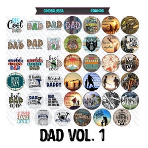 2.5 inch Round Dad Vol. 1 Cardstock Only for freshies:  Aroma Bead Molds, Premium Cardstock Images-NO MOLD