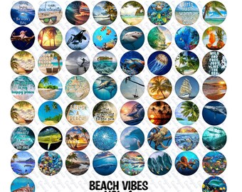 3 inch Round Beach Vibes Vol. 1 Cardstock Only for freshies -NO MOLD: for Aroma Bead Cardstock Silicone Molds, Premium Cardstock Image
