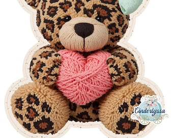 Leopard Print Valentine Bear Cardstock Silicone Mold, Aroma Bead Molds, Premium Cardstock Images