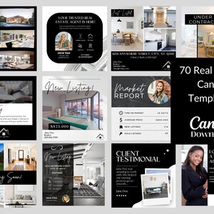 70 Black and White Real Estate Canva Templates
