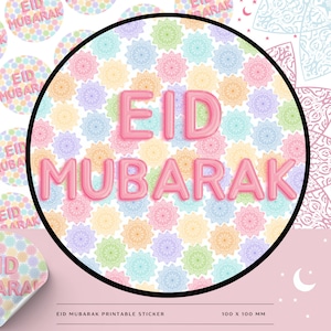 Eid Mubarak Mandala Sticker (Printable Digital Download)