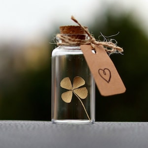 Gift lucky charm real 4 leaf clover gold good luck