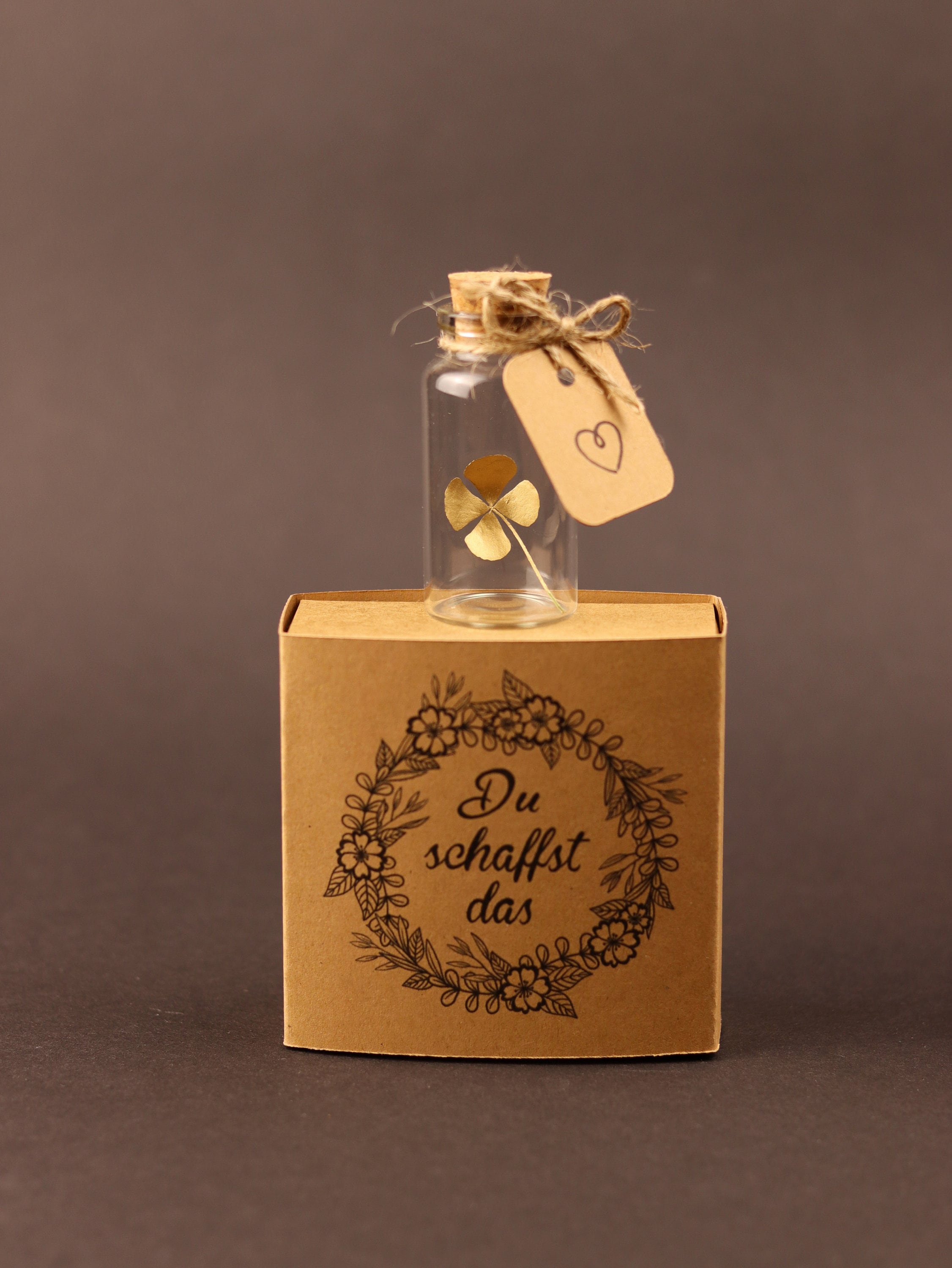 Glücksbringer Vierblättriges Kleeblatt Mit Karte - Du Schaffst Das Geschenk