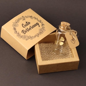 Geschenk Glücksbringer echtes 4 blättriges Kleeblatt Gold Gute Besserung