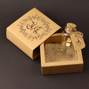 Geschenk Glücksbringer echtes 4 blättriges Kleeblatt Gold Get Well soon