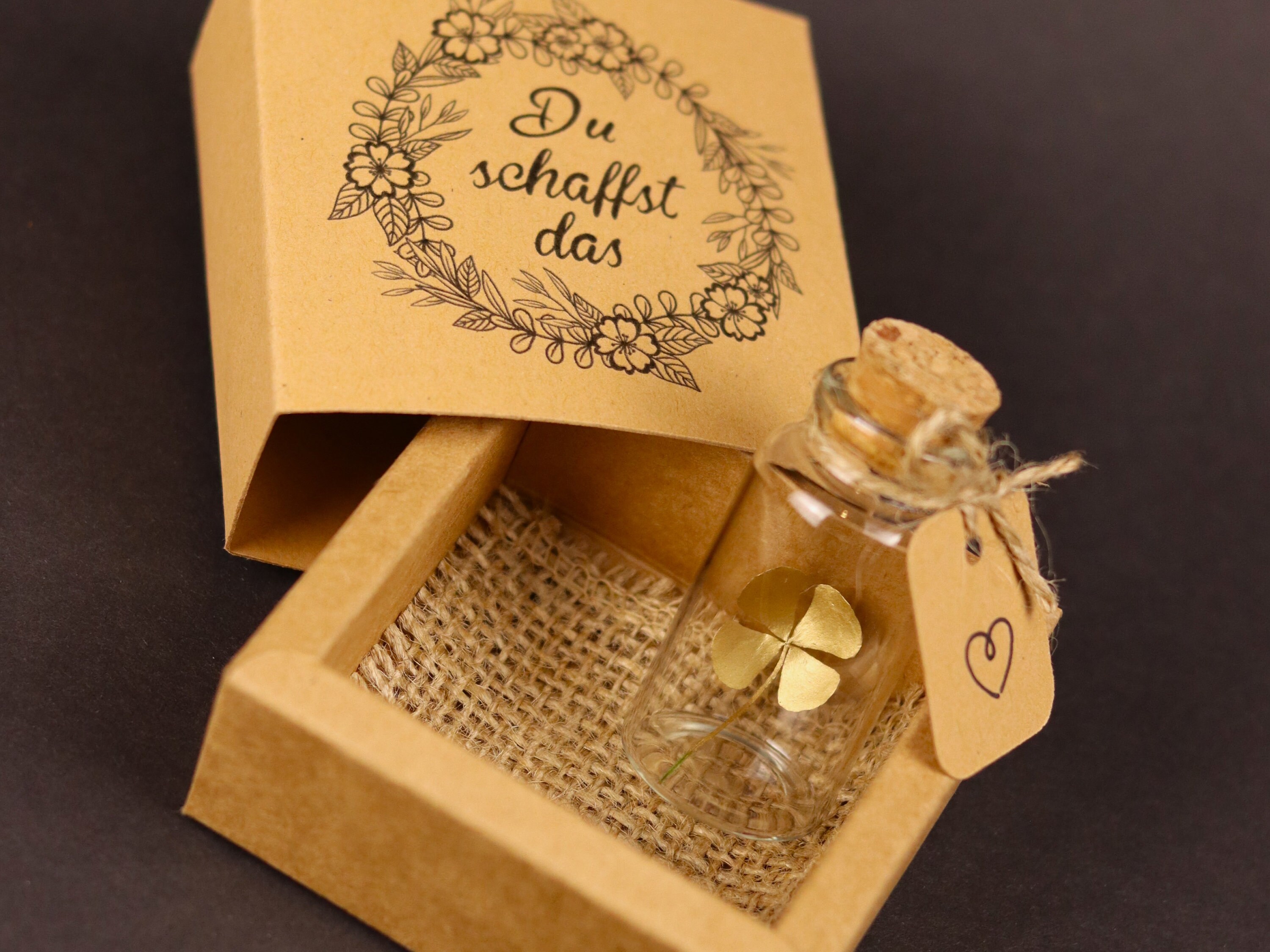 Glücksbringer Kleeblatt Geschenk - Du Schaffst Das Motivationsgeschenk