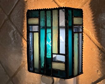 Aggie 6 - 3 Sided Stained Glass Night Light - Rotating Base Option