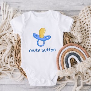 Mute Button Baby Onesie, Funny Baby Onesie, Unique Baby Clothes, Cute Baby Onesie, Best Newborn Clothes, Gift for New Mom, Baby Shower Gift