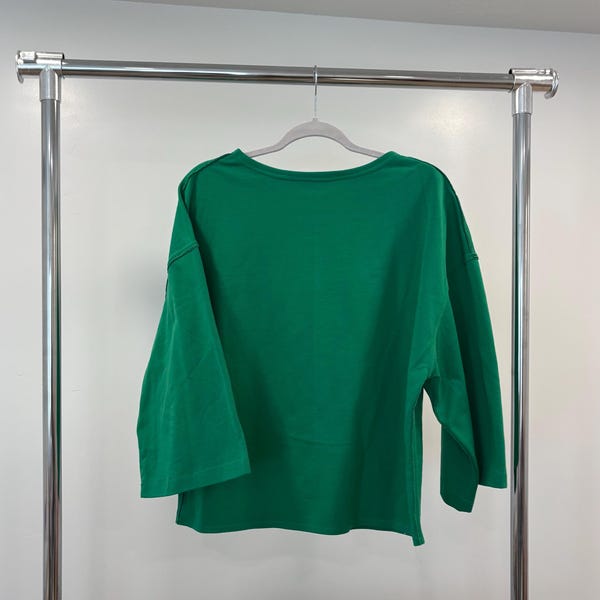 Oversized green drop shoulder handmade t-shirt