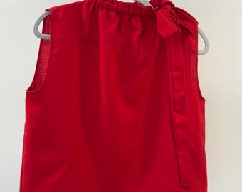 Red tie high neck loose tank
