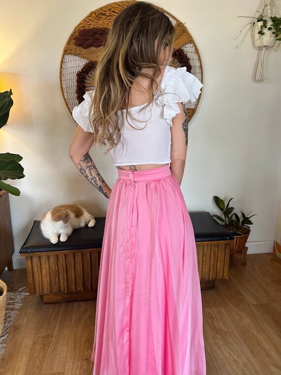 Vintage High Waist Flare Maxi Skirt - image 4